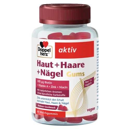 Abbildung der Produktverpackung Doppelherz aktiv Haut + Haare + Nägel Gums Frontansicht